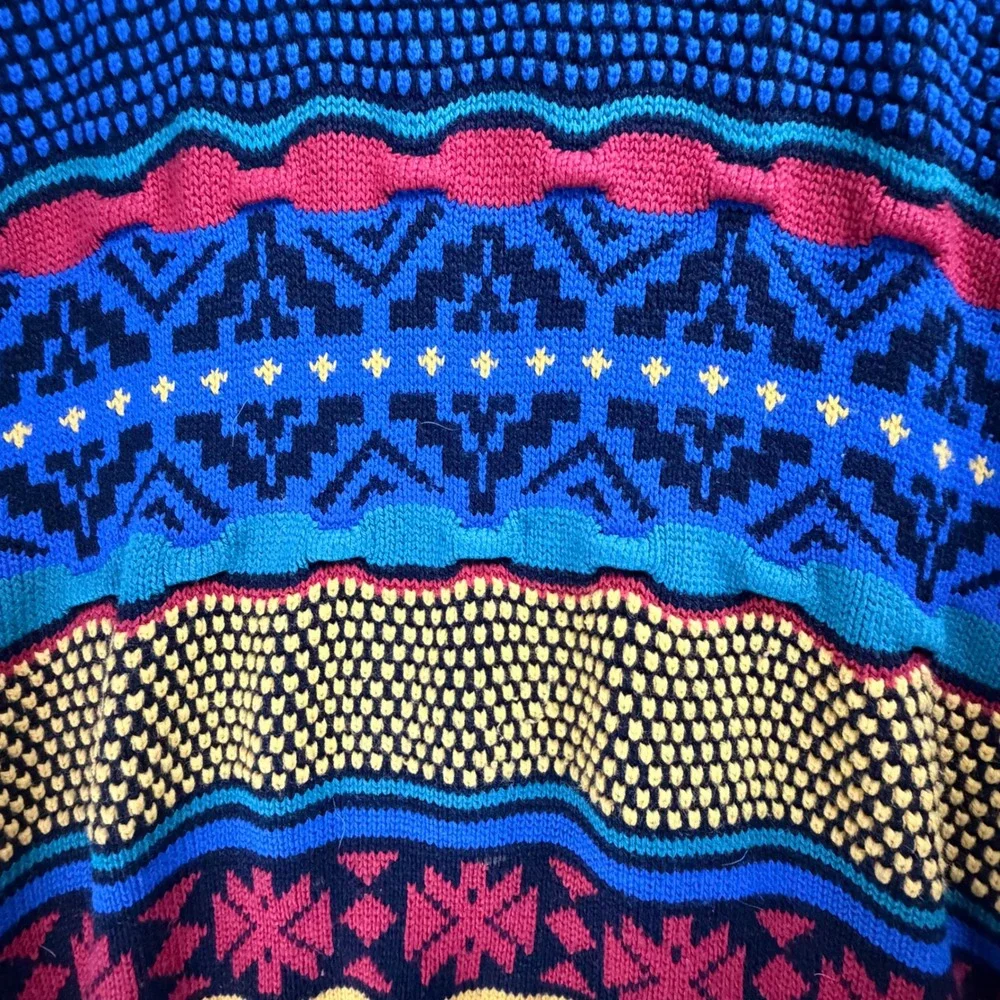 Vintage Lightning Bolt 90s Knit Sweater L Dopamine Dressing Grandpa Core